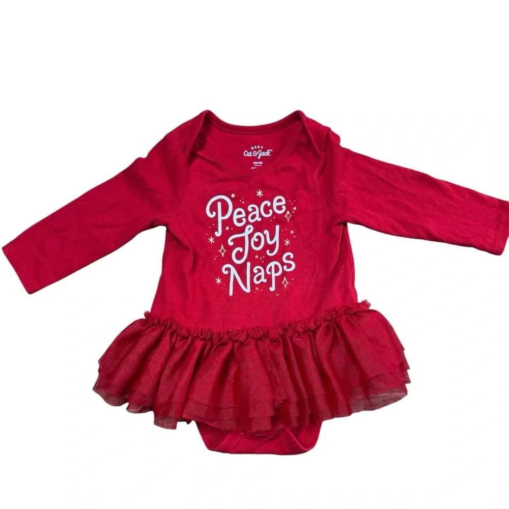 Cat & Jack | Baby Girl Red Long Sleeve Tutu Bodysuit | 6-9M